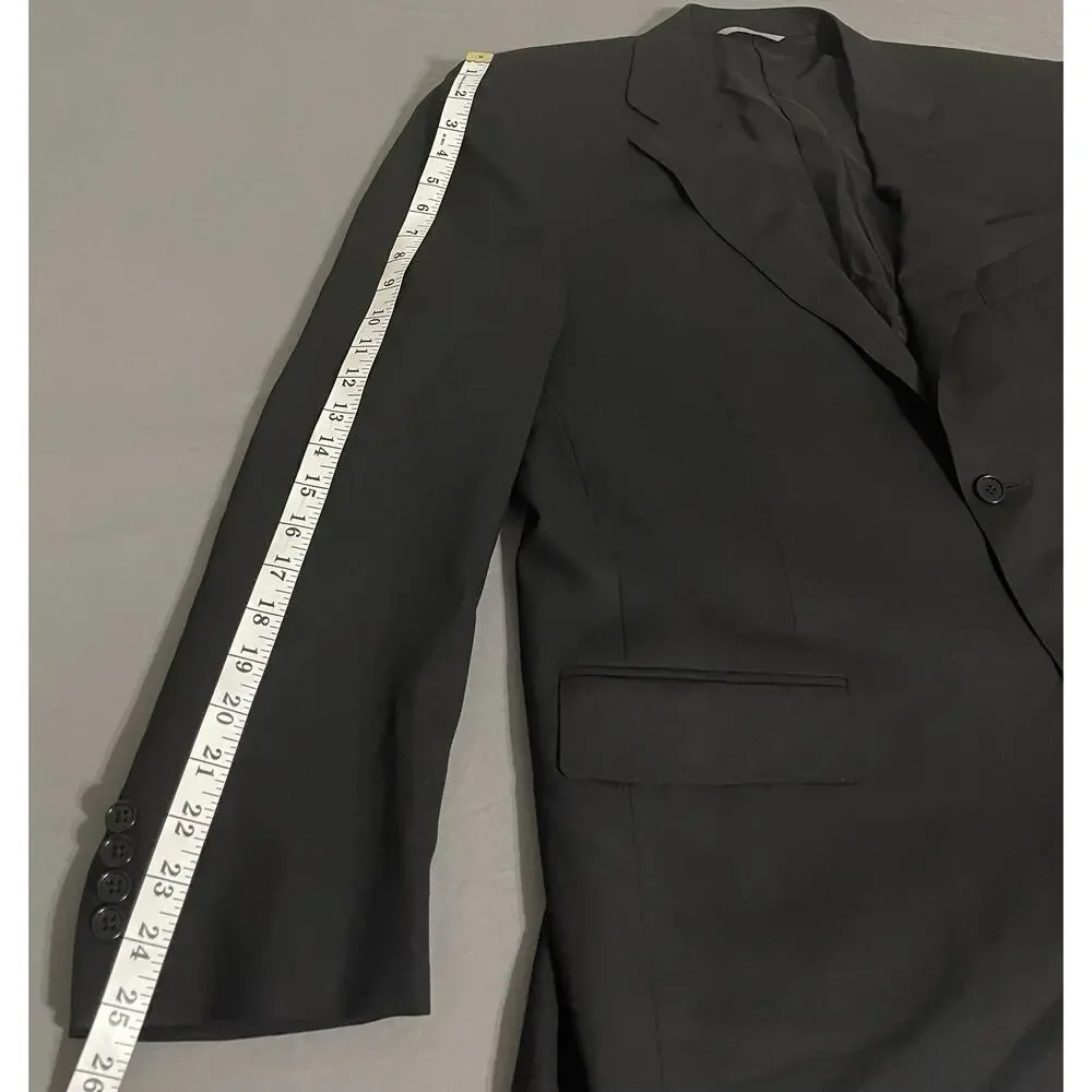Canali Mens 40R Black Travel Water Resistant Blazer Sport Coat Italy